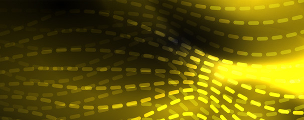 Fototapeta premium Smoky glowing waves in the dark. Dark abstract background with neon color light and wavy lines. Vector