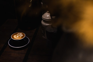 A Cup of hot latte art coffee