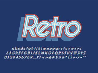 Retro font and alphabet. Stock vector illustration