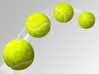 Flying tennis ball. 3D Illustration