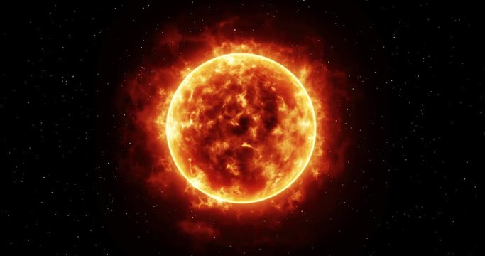 Sun surface with solar flares. 