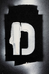 Letter D grunge spray paninted stencil font