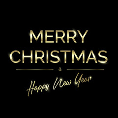 Golden text on black background. Merry Christmas