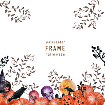 Watercolor background drawind Cheerful Holiday Halloween