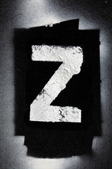 Letter Z grunge spray paninted stencil font