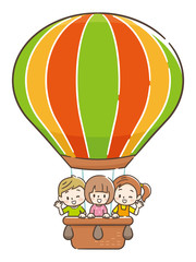 Obraz na płótnie Canvas 気球に乗った子供たち