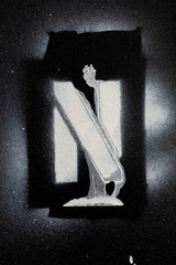 Letter N grunge spray paninted stencil font