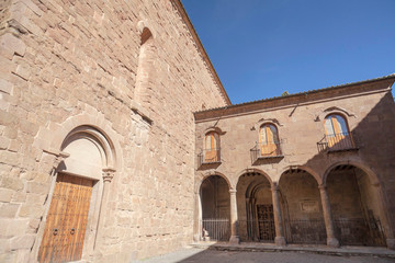 Fototapeta premium Sant Joan de les Abadesses, Catalonia, Spain. Exterior view of Monastery of Sant Joan, romanesque and gothic style.