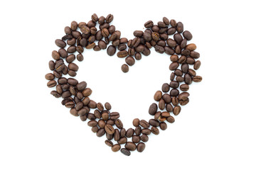 coffee beans make a heart