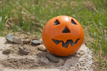 Halloween on stone on natural background