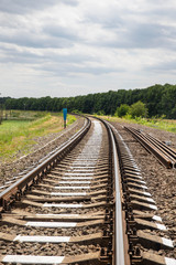 Fototapeta premium Railway leaving for horizon. Railway close-up.