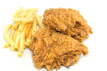 French fries and Breaded chicken fingers