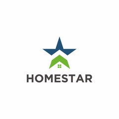 Real estate logo, home and star icon