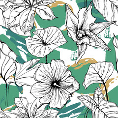 Fototapeta premium Tropical, animal motif. Black white