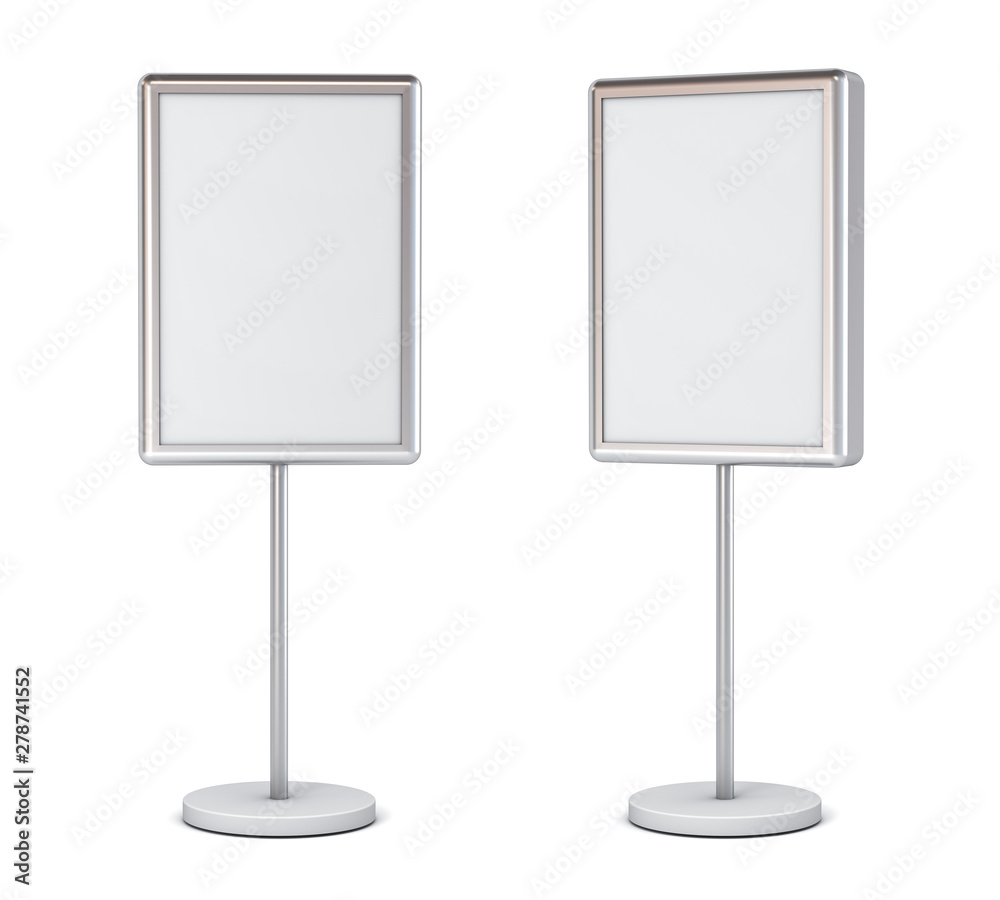 Poster blank poster sign with pole stand blank mock up information signage board or advertising billboard l