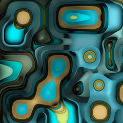 Abstract Futuristic Geometric Background. Gradient Blue Gold Curved Shapes