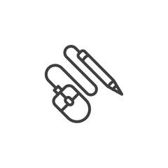 Obraz premium Computer mouse pen line icon. linear style sign for mobile concept and web design. e learning outline vector icon. Symbol, logo illustration. Vector graphics