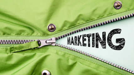 Marketing concept. Half opened zipper