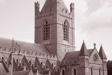 Fototapeta premium Christ Church Cathedral, Dublin; Ireland in Black and White Sepia Tone