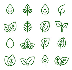 set of line leaf icons - 278743763