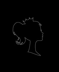 Princess or Queen Profile Silhouette with Crown