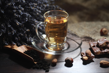 Brewed tea on a serving table