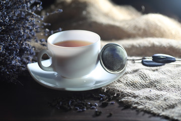 Obraz na płótnie Canvas Brewed tea on a serving table