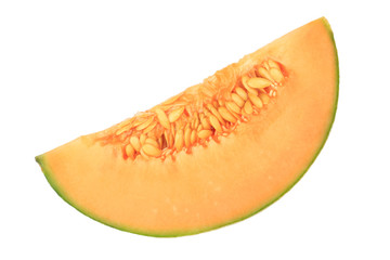 slice of cantaloupe isolated on white background