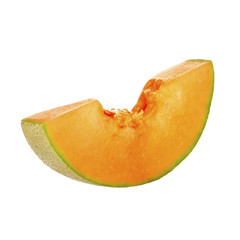 slice of cantaloupe isolated on white background