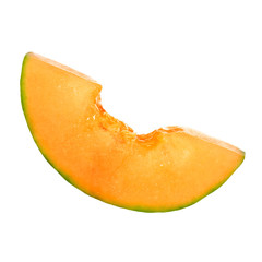 slice of cantaloupe isolated on white background