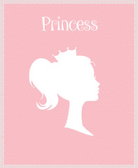 Princess or Queen Profile Silhouette with Crown