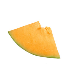 slice of cantaloupe isolated on white background