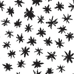 Grunge stars seamless pattern. Hand drawn paint brush seamless pattern.