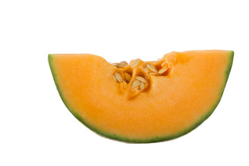 slice of cantaloupe isolated on white background