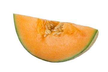 slice of cantaloupe isolated on white background
