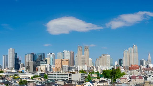 東京　新宿高層ビル群　タイムラプス　2019年　