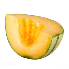 slice of cantaloupe isolated on white background
