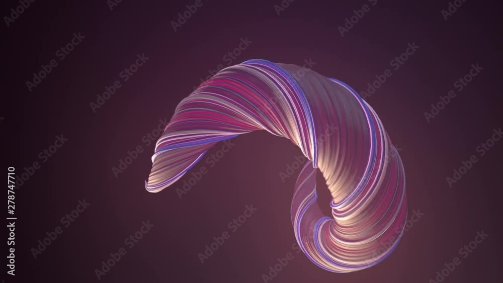 Fototapete Violet colored twisted shape motion graphics background. Computer generated abstract geometric 3D render loop animation. 4K, Ultra HD resolution.