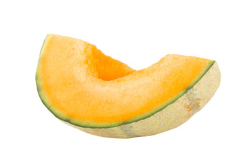 slice of cantaloupe isolated on white background