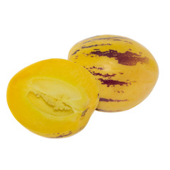 slices of pepino melon isolated on white background