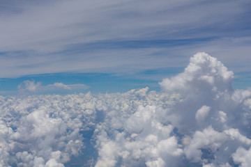 Bright blue sky above the clouds
