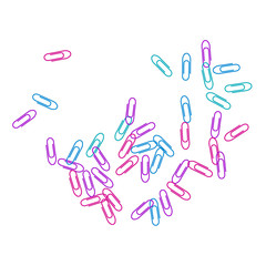 Stationary paperclips isolated on white background