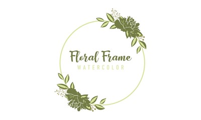 Floral frame wedding invitation, flower logo vector
