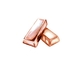 watercolor illustration of rose gold bars
