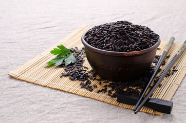 Black unpolished rice