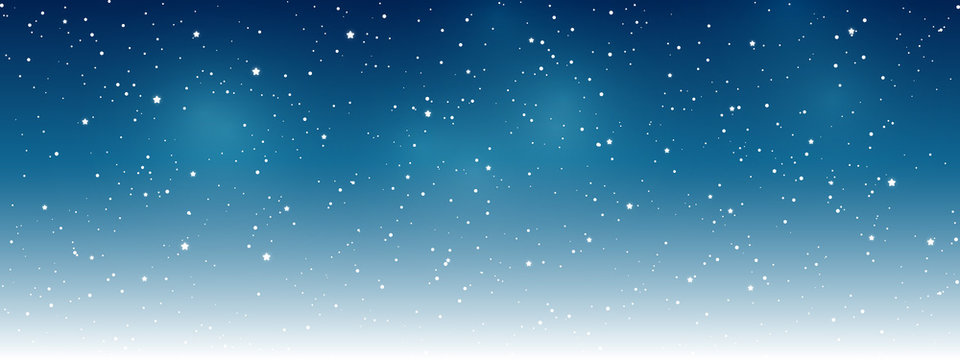 Shiny stars on night sky background - horizontal panoramic banner for Your design