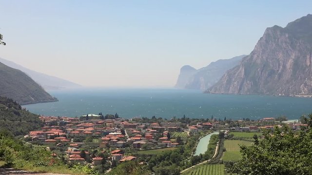 Garda Lake Landscape Over Nago Torbole in Trentino Italy