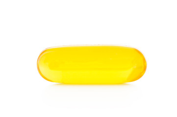 yellow transparent tablet close-up on white background