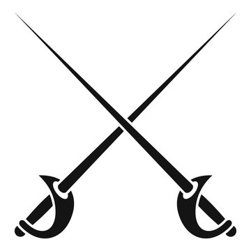 Crossed rapiers icon. Simple illustration of crossed rapiers vector icon for web design isolated on white background