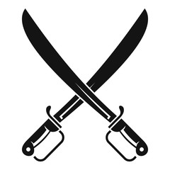 Metal crossed sword icon. Simple illustration of metal crossed sword vector icon for web design isolated on white background